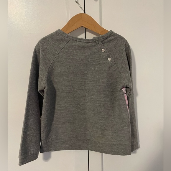 7 FOR ALL MANKIND Jumper Pullover Sweater Grey Pink Floral Buttons Girl’s 4T - Picture 3 of 5